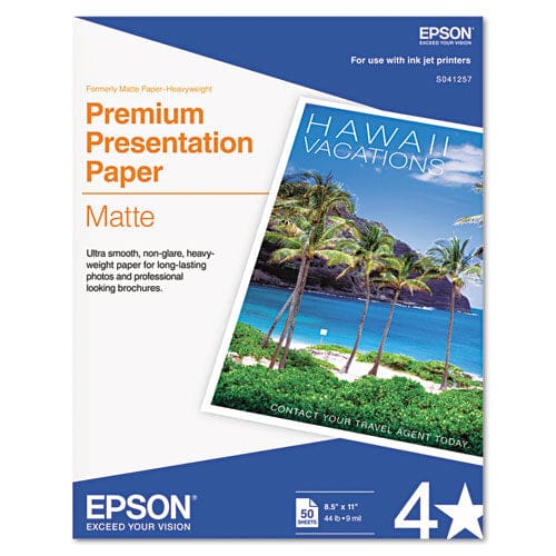 Epson Premium Matte Presentation Paper 9 Mil 8.5 X 11 Matte Bright White 50/pack - School Supplies - Epson®