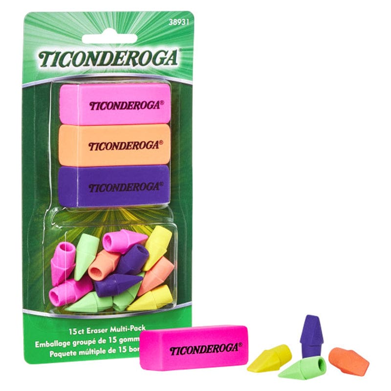 Eraser Combo Set Neon 3 Beveled 12 Wedge Cap (Pack of 12) - Erasers - Dixon Ticonderoga Company