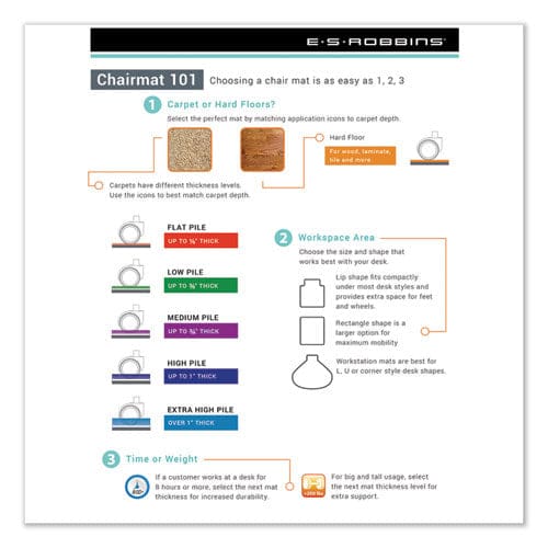 ES Robbins Everlife Chair Mat For Hard Floors Light Use Rectangular 46 X 60 Clear - Furniture - ES Robbins®