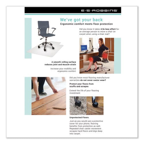 ES Robbins Everlife Intensive Use Chair Mat For High Pile Carpet Rectangular With Lip 36 X 48 Clear - Furniture - ES Robbins®