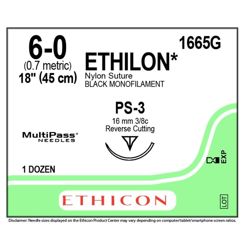 Ethicon Suture Ethilon 6-0 18 Ps-3 Box of OX - Wound Care >> Basic Wound Care >> Wound Closure - Ethicon