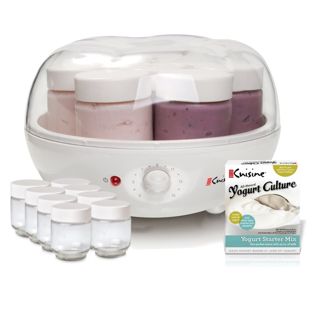 Euro Cuisine Automatic Yogurt Maker - with Extra Jars and Yogurt Starter - Blenders Juicers & Mixers - Euro Cuisine