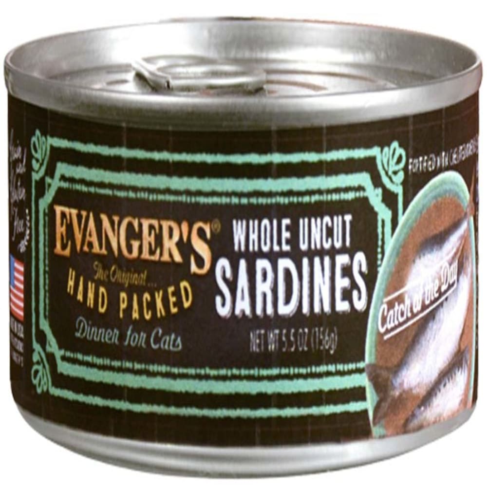 Evangers Hand Packed Whole Uncut Sardines Canned Cat Wet Food 5.5 oz 24 Pack - Pet Supplies - Evangers