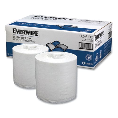 Everwipe Chem-ready Dry Wipes 5 X 2.16 White 180/roll 6 Rolls/carton - Janitorial & Sanitation - Everwipe™