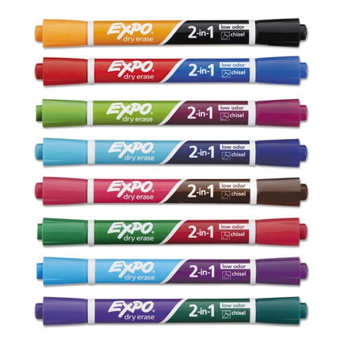 EXPO 2-in-1 Dry Erase Markers Fine/broad Chisel Tips Assorted Colors 8/pack - School Supplies - EXPO®