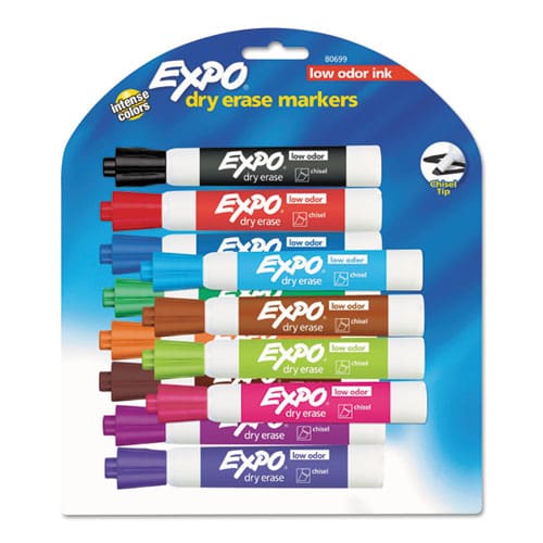 EXPO Low-odor Dry-erase Marker Broad Chisel Tip Assorted Colors 12/set - School Supplies - EXPO®