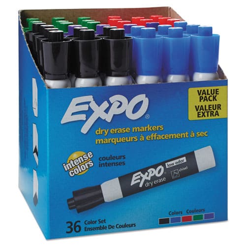 EXPO Low-odor Dry-erase Marker Broad Chisel Tip Assorted Colors 12/set - School Supplies - EXPO®