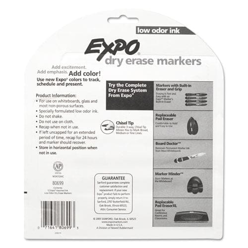 EXPO Low-odor Dry-erase Marker Broad Chisel Tip Assorted Colors 12/set - School Supplies - EXPO®