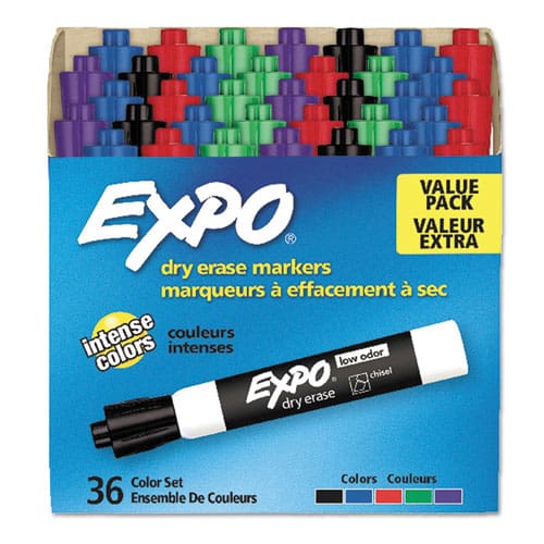 EXPO Low-odor Dry-erase Marker Broad Chisel Tip Assorted Colors 16/set - School Supplies - EXPO®