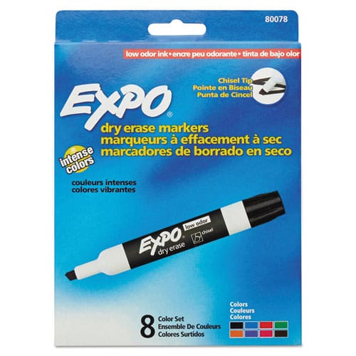 EXPO Low-odor Dry-erase Marker Broad Chisel Tip Assorted Colors 8/set - School Supplies - EXPO®