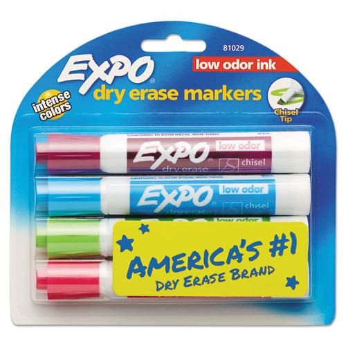 EXPO Low-odor Dry-erase Marker Broad Chisel Tip Assorted Pastel Colors 4/set - School Supplies - EXPO®