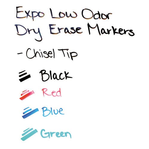 EXPO Low-odor Dry-erase Marker Broad Chisel Tip Assorted Standard Colors 4/set - School Supplies - EXPO®