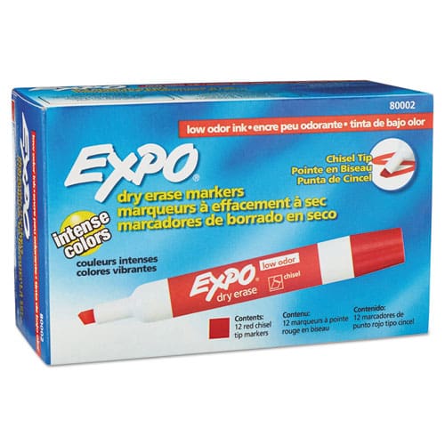 EXPO Low-odor Dry-erase Marker Broad Chisel Tip Red Dozen - School Supplies - EXPO®