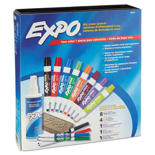 EXPO Low-odor Dry Erase Marker Eraser And Cleaner Kit Medium Assorted Tips Assorted Colors 12/set - School Supplies - EXPO®