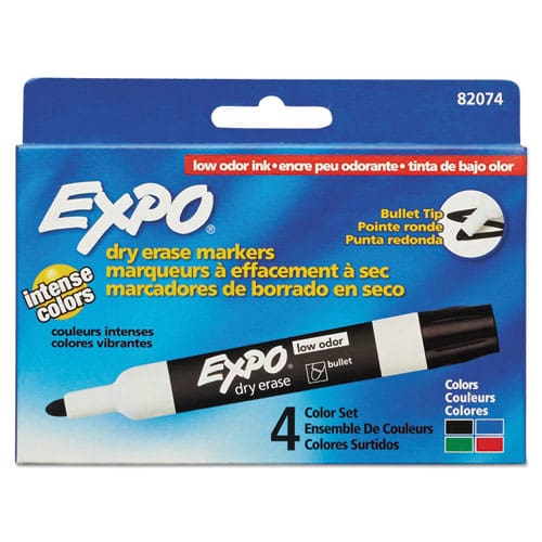 EXPO Low-odor Dry-erase Marker Medium Bullet Tip Assorted Colors 4/set - School Supplies - EXPO®