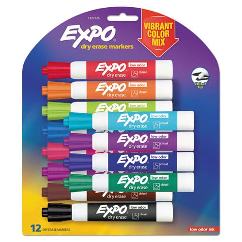 EXPO Low Odor Dry Erase Vibrant Color Markers Broad Chisel Tip Assorted Colors 16/set - School Supplies - EXPO®