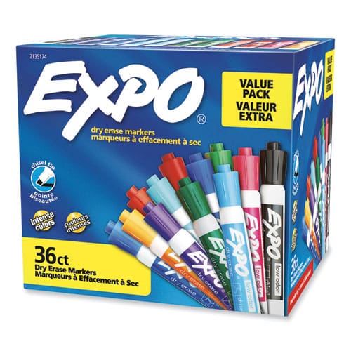 Expo Low Odor Dry Erase Vibrant Color Markers Broad Chisel Tip Assorted Colors 36/pack - School Supplies - EXPO®