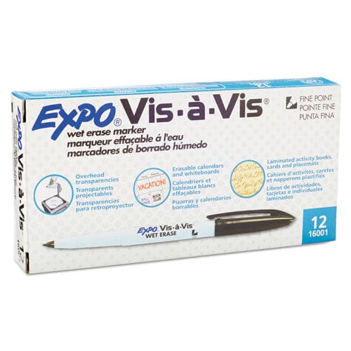 EXPO Vis-a-vis Wet Erase Marker Fine Bullet Tip Black Dozen - School Supplies - EXPO®