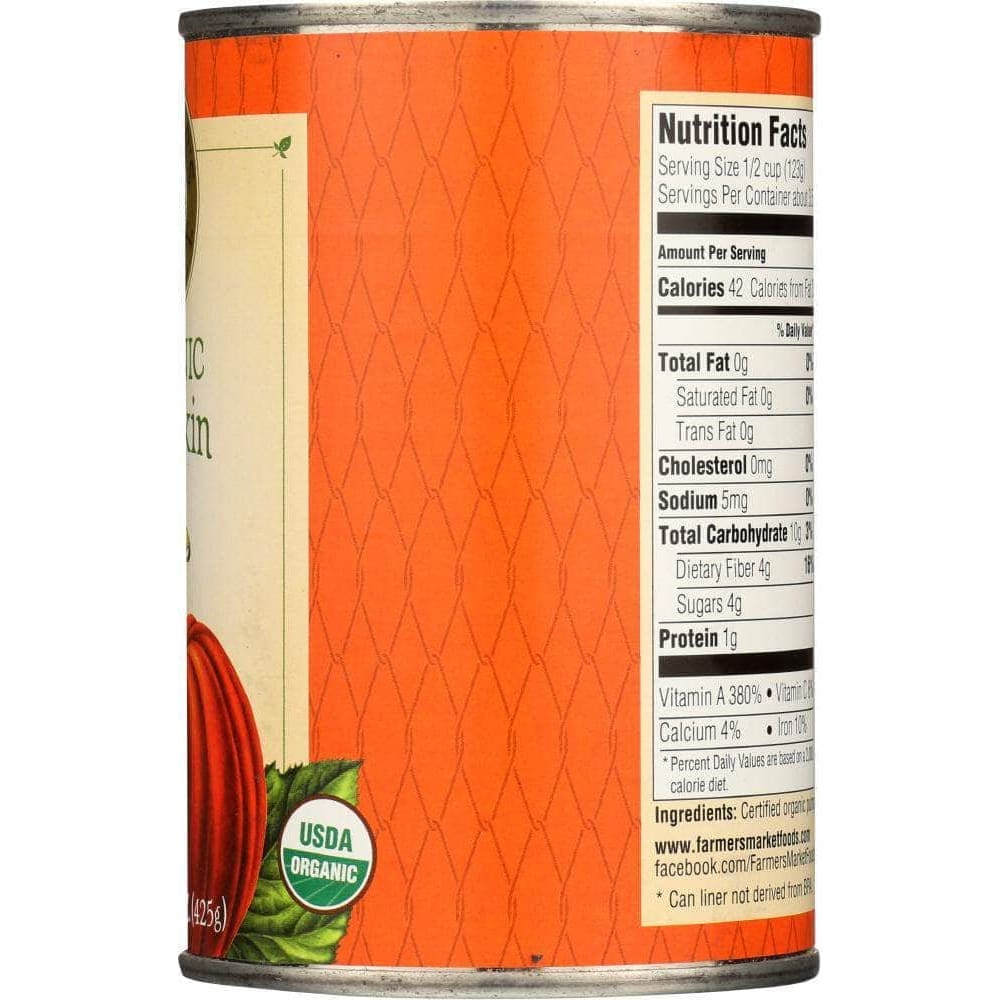 Farmers Market Farmers Market Foods Organic Canned Pumpkin, 15 oz