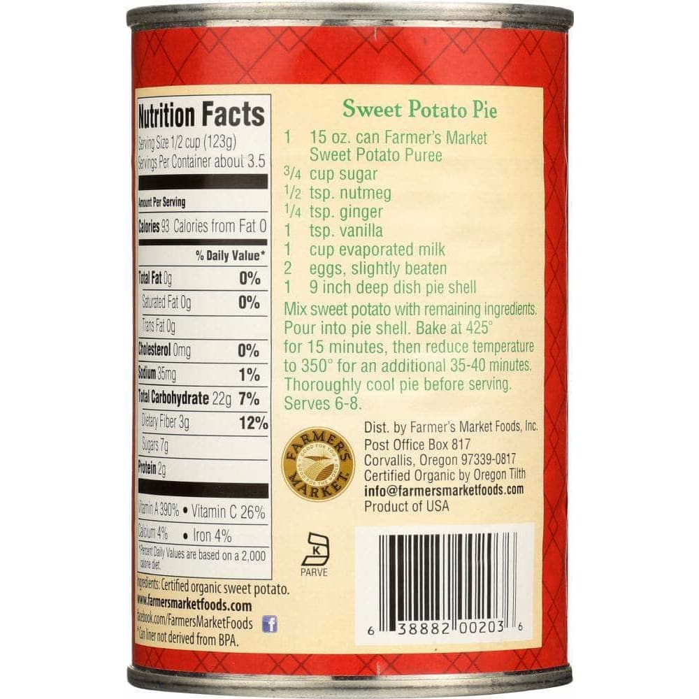 Farmers Market Farmers Market Foods Organic Sweet Potato Puree, 15 oz