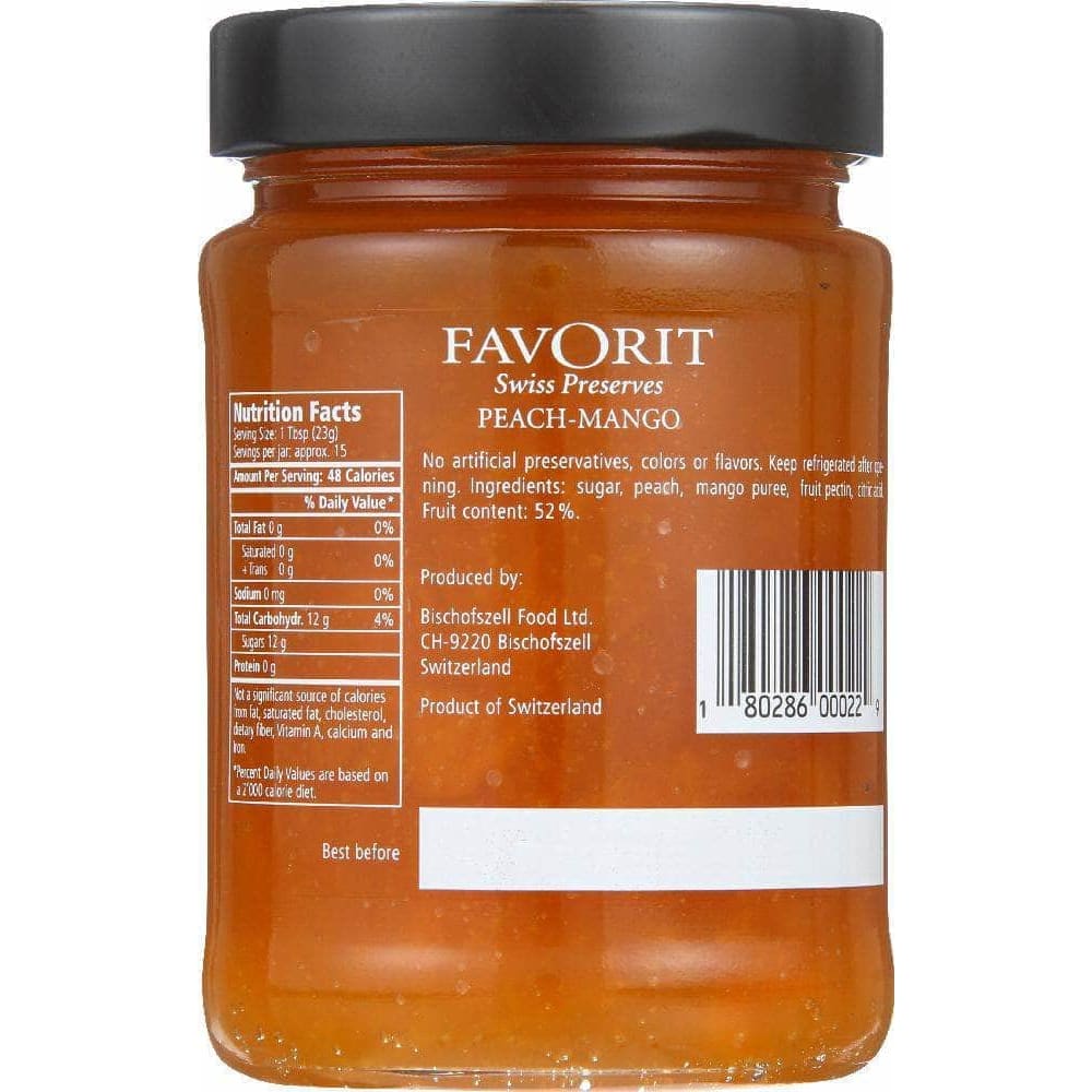 Favorit Favorit Preserve Peach Mango, 12.3 oz