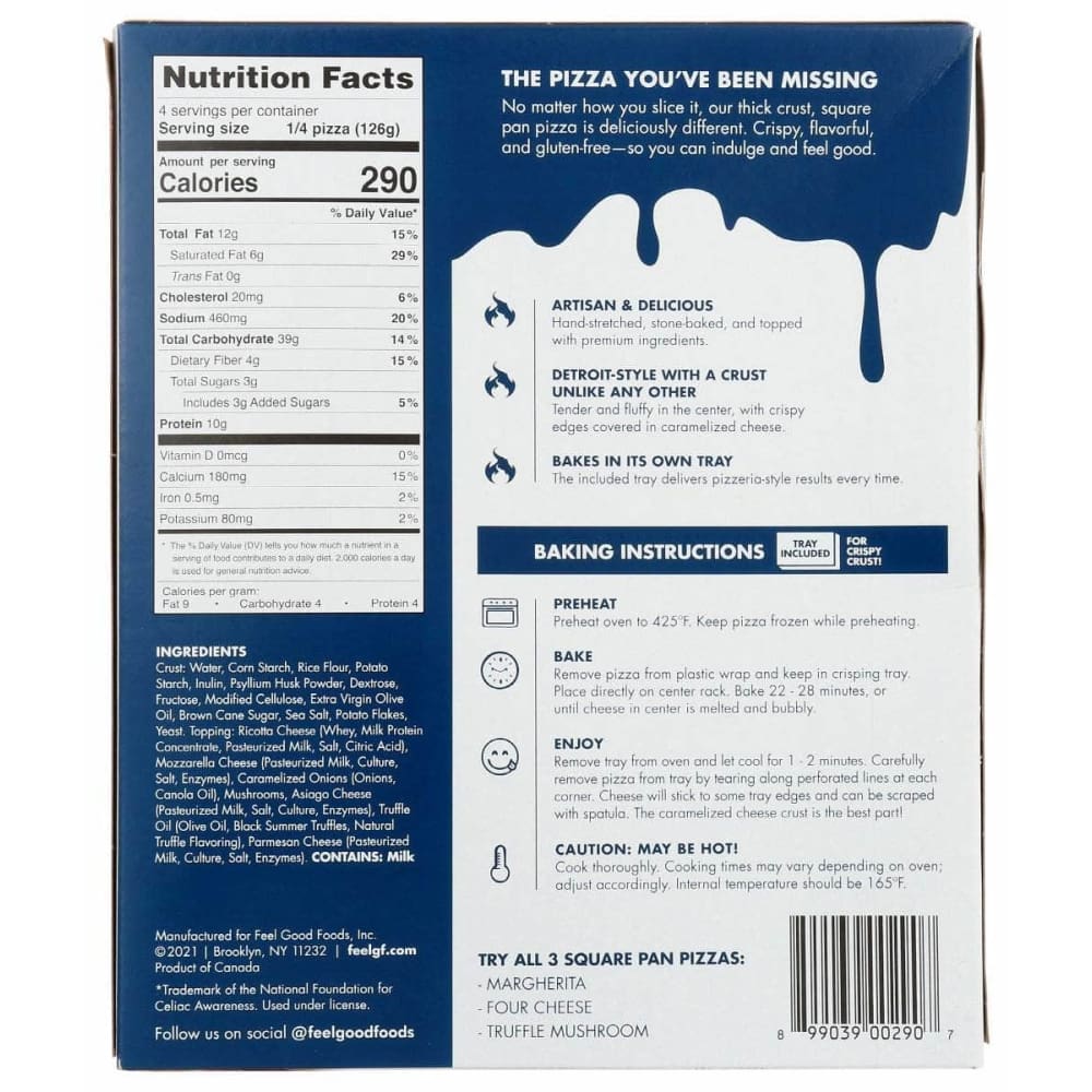 FEEL GOOD FOODS Grocery > Frozen FEEL GOOD FOODS: Truffle Mushroom Pizza, 17.8 oz