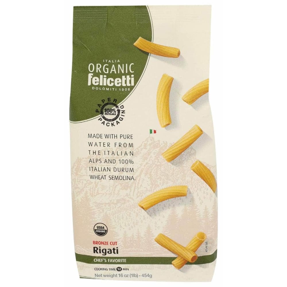 FELICETTI ORGANIC Grocery > Meal Ingredients > Noodles & Pasta FELICETTI ORGANIC: Bronze Cut Rigati, 16 oz