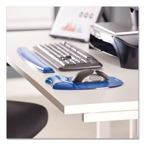 Fellowes Gel Crystals Mouse Pad With Wrist Rest 7.87 X 9.18 Blue - Technology - Fellowes®
