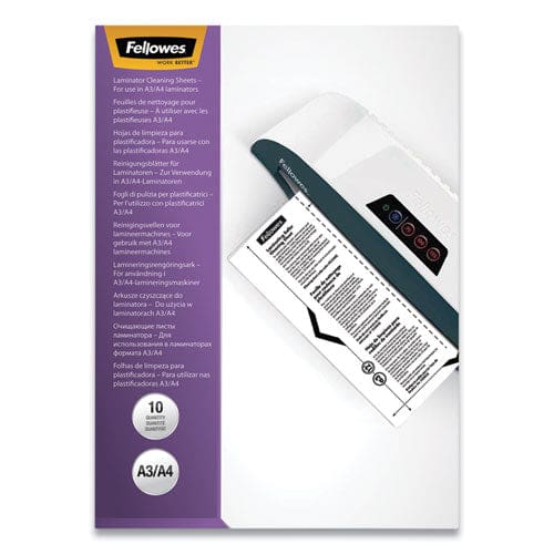 Fellowes Laminator Cleaning Sheets 3 To 10 Mil 8.5 X 11 White 10/pack - Technology - Fellowes®