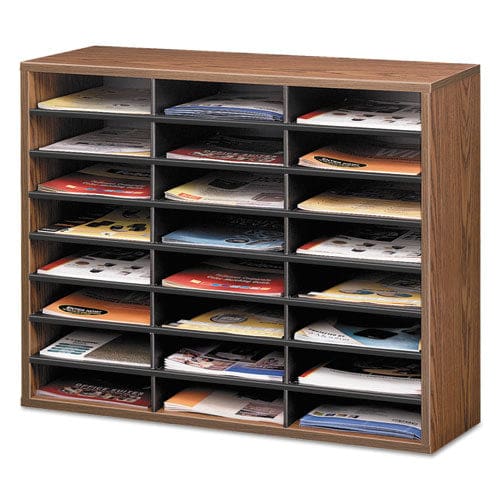 Fellowes Literature Organizer 24 Letter Compartments 29 X 11.88 X 23.44 Medium Oak - School Supplies - Fellowes®