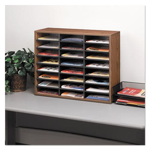 Fellowes Literature Organizer 24 Letter Compartments 29 X 11.88 X 23.44 Medium Oak - School Supplies - Fellowes®