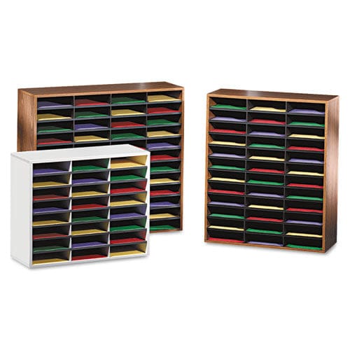 Fellowes Literature Organizer 24 Letter Compartments 29 X 11.88 X 23.44 Medium Oak - School Supplies - Fellowes®