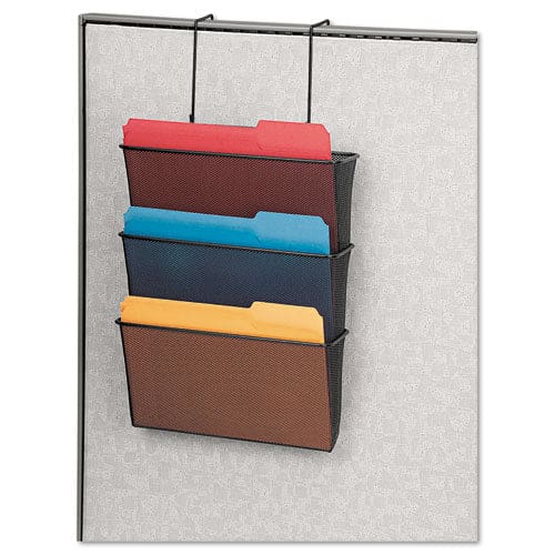 Fellowes Mesh Partition Additions Three-file Pocket Organizer 12.63 X 8.25 X 23.25 Over-the-panel/wall Mount Black - Furniture - Fellowes®