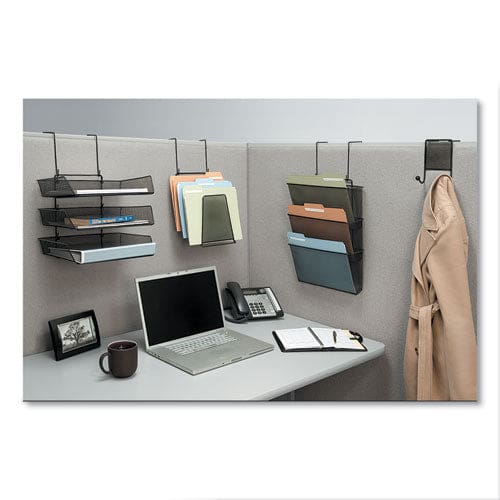 Fellowes Mesh Partition Additions Three-file Pocket Organizer 12.63 X 8.25 X 23.25 Over-the-panel/wall Mount Black - Furniture - Fellowes®