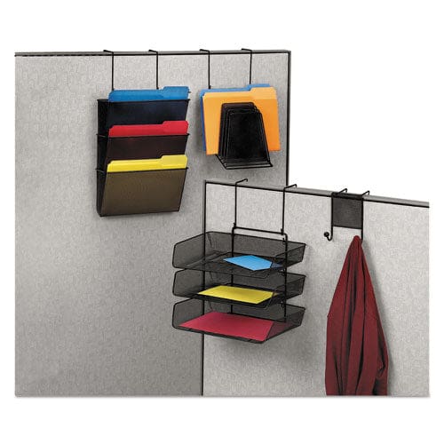 Fellowes Mesh Partition Additions Three-file Pocket Organizer 12.63 X 8.25 X 23.25 Over-the-panel/wall Mount Black - Furniture - Fellowes®