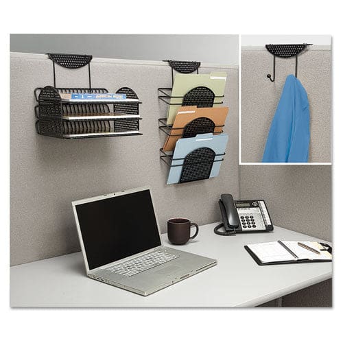 Fellowes Perf-ect Partition Additions Three-pocket Organizer 12.5 X 6.75 X 21.38 Over-the-panel Mount Black - Furniture - Fellowes®