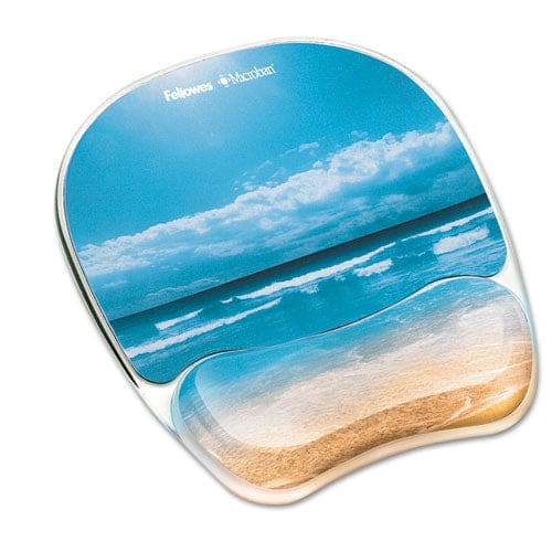 Fellowes Photo Gel Mouse Pad With Wrist Rest With Microban Protection 7.87 X 9.25 Sandy Beach Design - Technology - Fellowes®