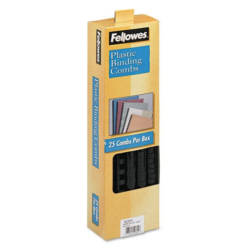 Fellowes Plastic Comb Bindings 5/8 Diameter 120 Sheet Capacity Black 25/pack - Office - Fellowes®