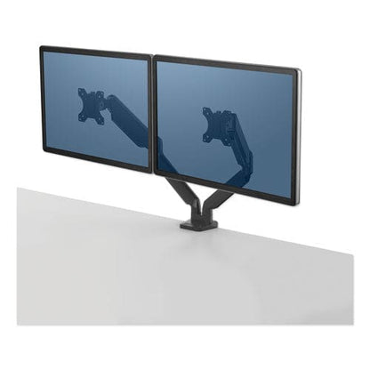 Fellowes Platinum Series Dual Monitor Arm For 27 Monitors 360 Deg Rotation +85 Deg/-20 Deg Tilt 360 Deg Pan Black Supports 20 Lb - Furniture