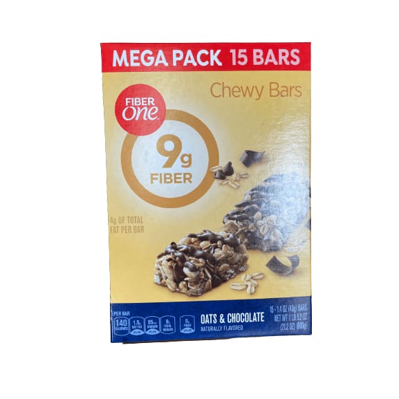 Fiber One Fiber One Chewy Bars, Oats & Chocolate, Fiber Snacks, Mega Pack, 15 ct, 21.2 oz