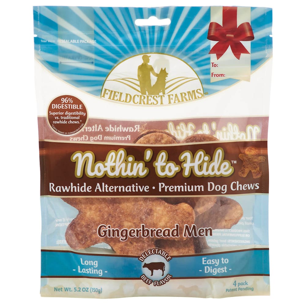 Fieldcrest Farms Nothin To Hide Gingerbread Man Beef Dog Treats 4pk - Pet Supplies - Fieldcrest Farms