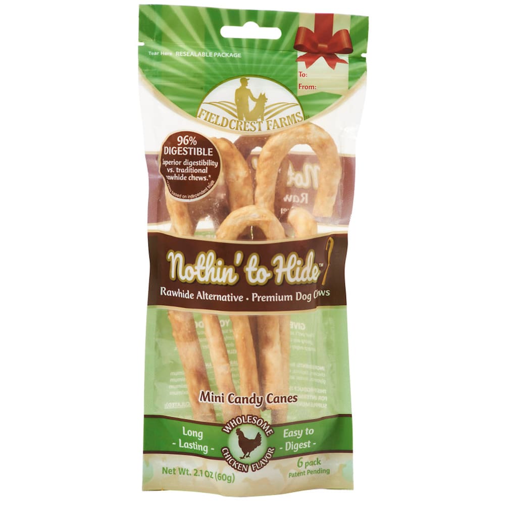 Fieldcrest Farms Nothin To Hide Mini Candy Cane Chicken Dog Treats 6pk - Pet Supplies - Fieldcrest Farms