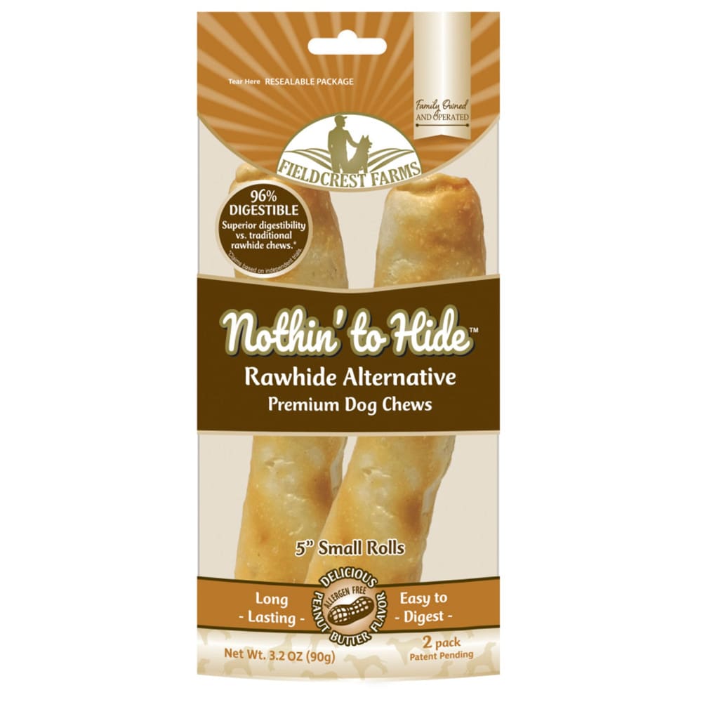 Fieldcrest Farms Nothin’ to Hide Peanut Butter Roll Dog Treat 2 Pack 5 Inches - Pet Supplies - Fieldcrest Farms