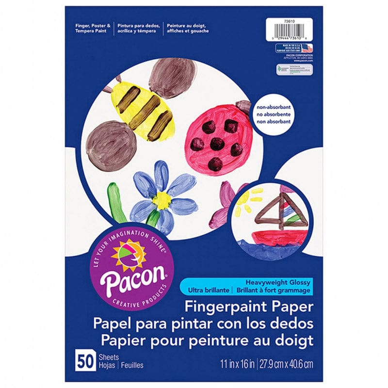 Fingerpaint Paper White 11X16 50 Sheets (Pack of 8) - Finger Paint Paper - Dixon Ticonderoga Co - Pacon