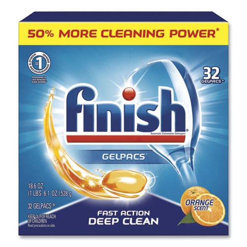 FINISH Dish Detergent Gelpacs Orange Scent 32/box - Janitorial & Sanitation - FINISH®