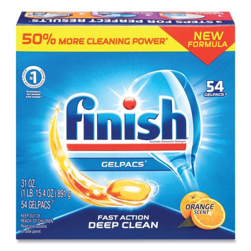 FINISH Dish Detergent Gelpacs Orange Scent 54/box 4 Boxes/carton - Janitorial & Sanitation - FINISH®