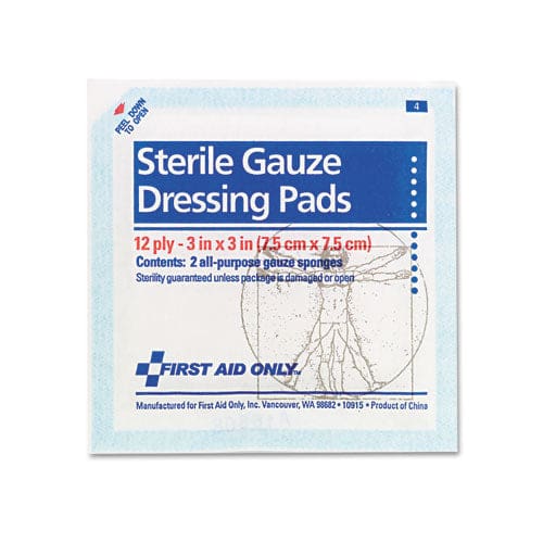 First Aid Only Gauze Pads Sterile 4 X 4 2/box - Janitorial & Sanitation - First Aid Only™