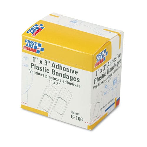 First Aid Only Plastic Adhesive Bandages 1 X 3 100/box - Janitorial & Sanitation - First Aid Only™