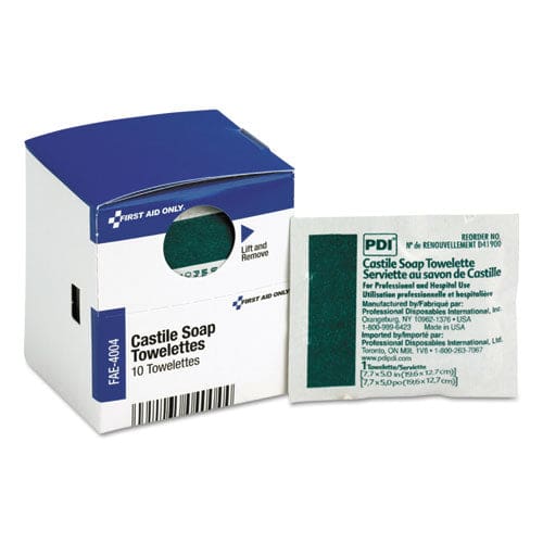 First Aid Only Smartcompliance Castile Soap Towelettes 10/box - Janitorial & Sanitation - First Aid Only™