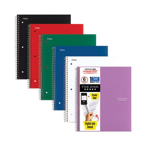 Five Star Wirebound Notebook 1 Subject Medium/college Rule Randomly Assorted Covers 11 X 8.5 100 Sheets 6/pack - School Supplies - Five